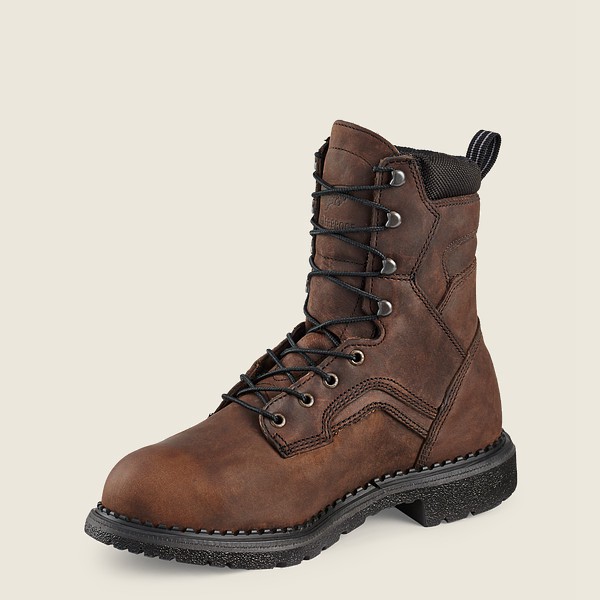 Red Wing Safety Boots Brown - Mens Supersole® - 8-inch Waterproof Toe Metguard - 2486-BSHRX